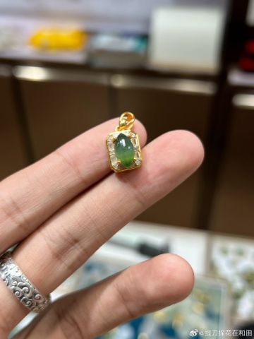925银镶碧玉吊坠
